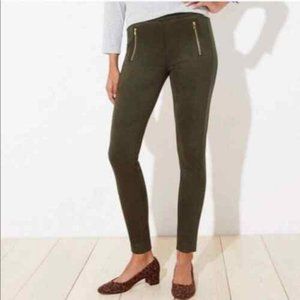 Suede Leggings with Gold Zippers
